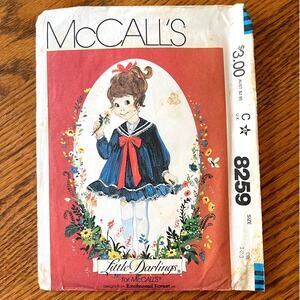 Vintage 1980s McCalls 8259 Sewing Pattern Toddler Sz 1-3 Cottage Dress COMPLETE